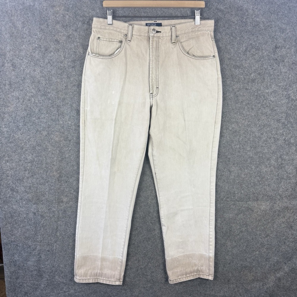 VTG Polo Ralph Lauren Sportsman Jeans Mens 34x30 Beige Hunting Workwear Pants